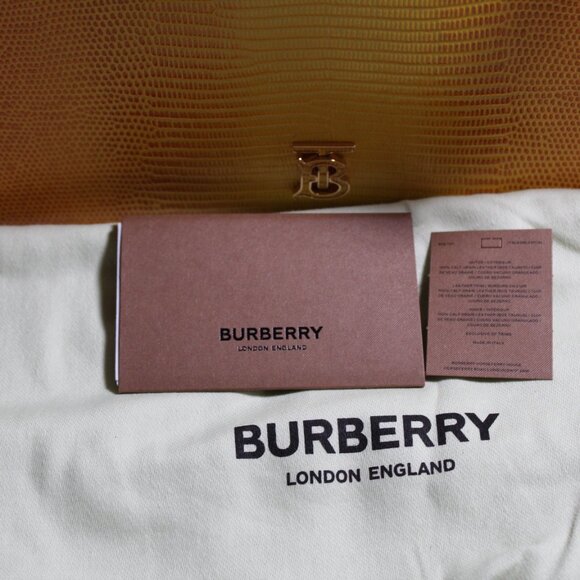 NWT Burberry TB Monogram Lizard Embossed Leather Pouch Shoulder Bag Lemon - Picture 12 of 12